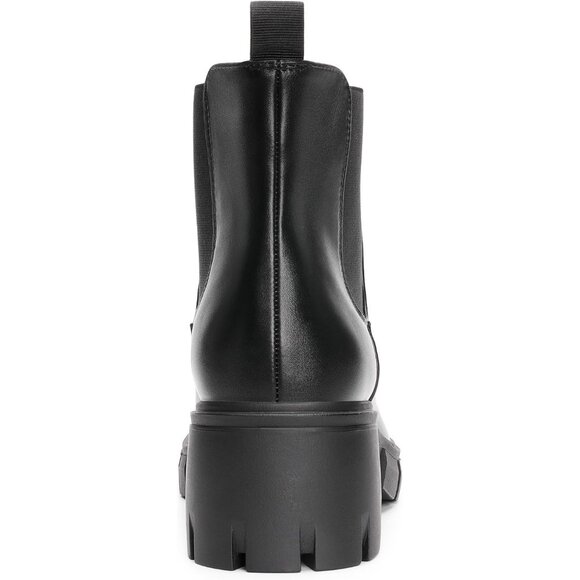 Dream Pairs Womens Black Polyurethane (PU) Slip On Chunky Platform Ankle Boots - Picture 4 of 8